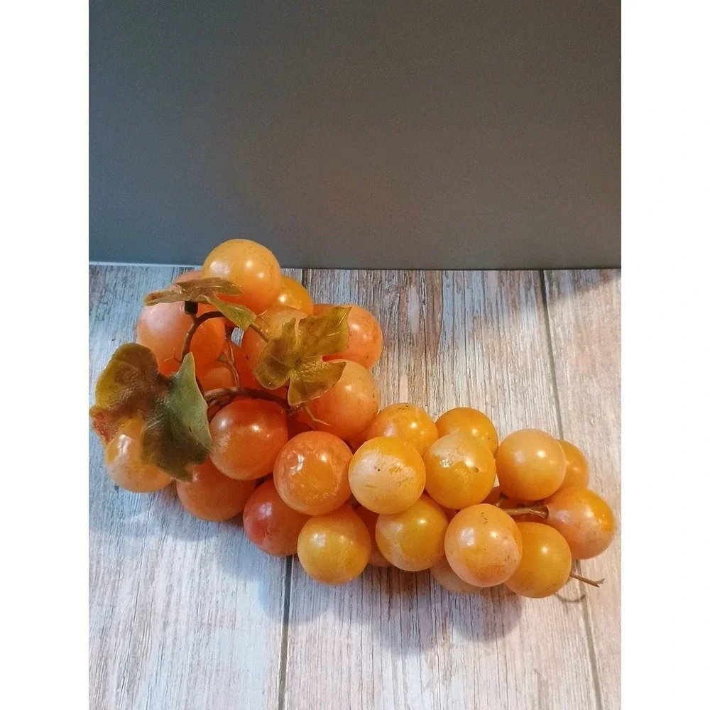 Vintage Realistic Fake Yellow Orange Grapes Rubber Fruit Decor 1 Piece 11